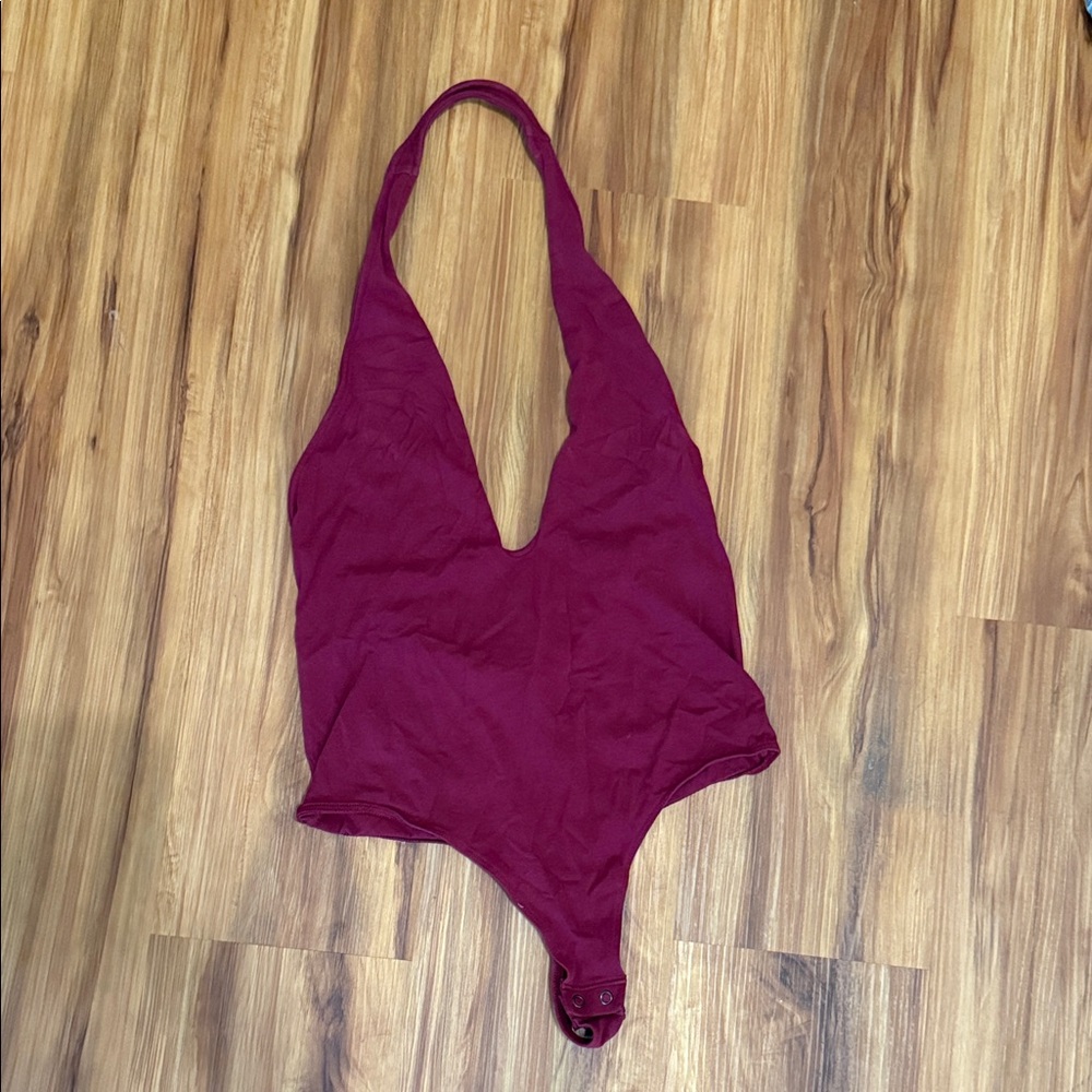Express Burgundy Halter Bodysuit